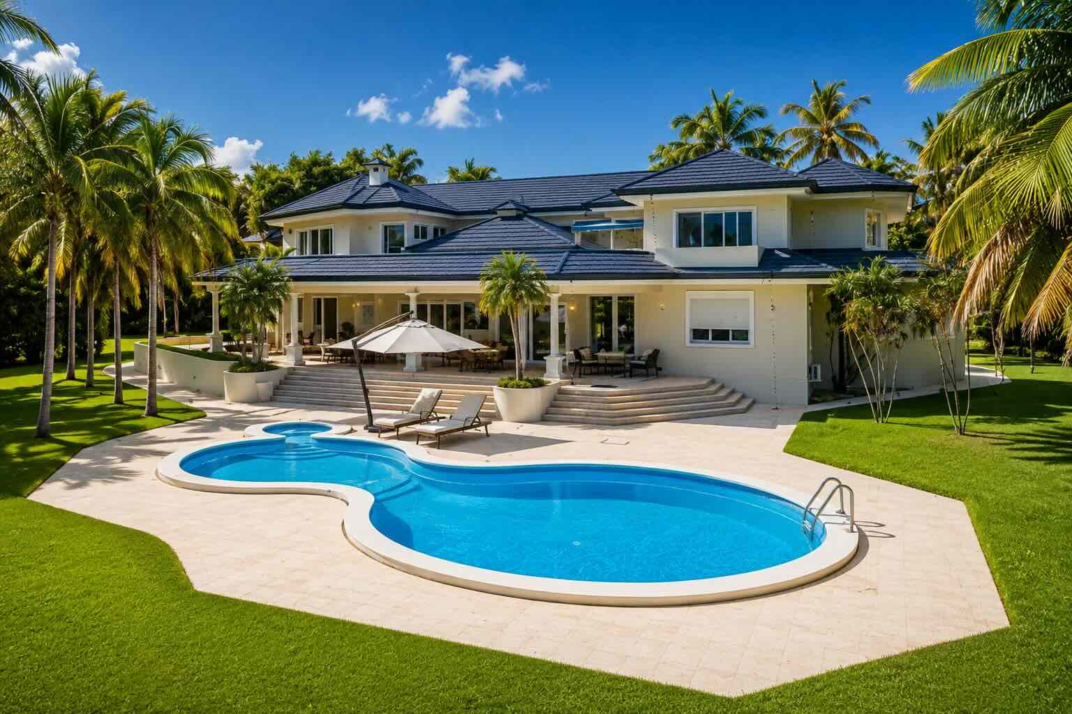 Luxury tropical villa with a swimming pool in the Dominican Republic